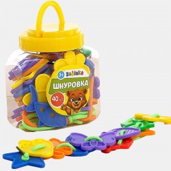 Шнуровка «Весёлые фигурки» в банке, 40 штук, МИКС															